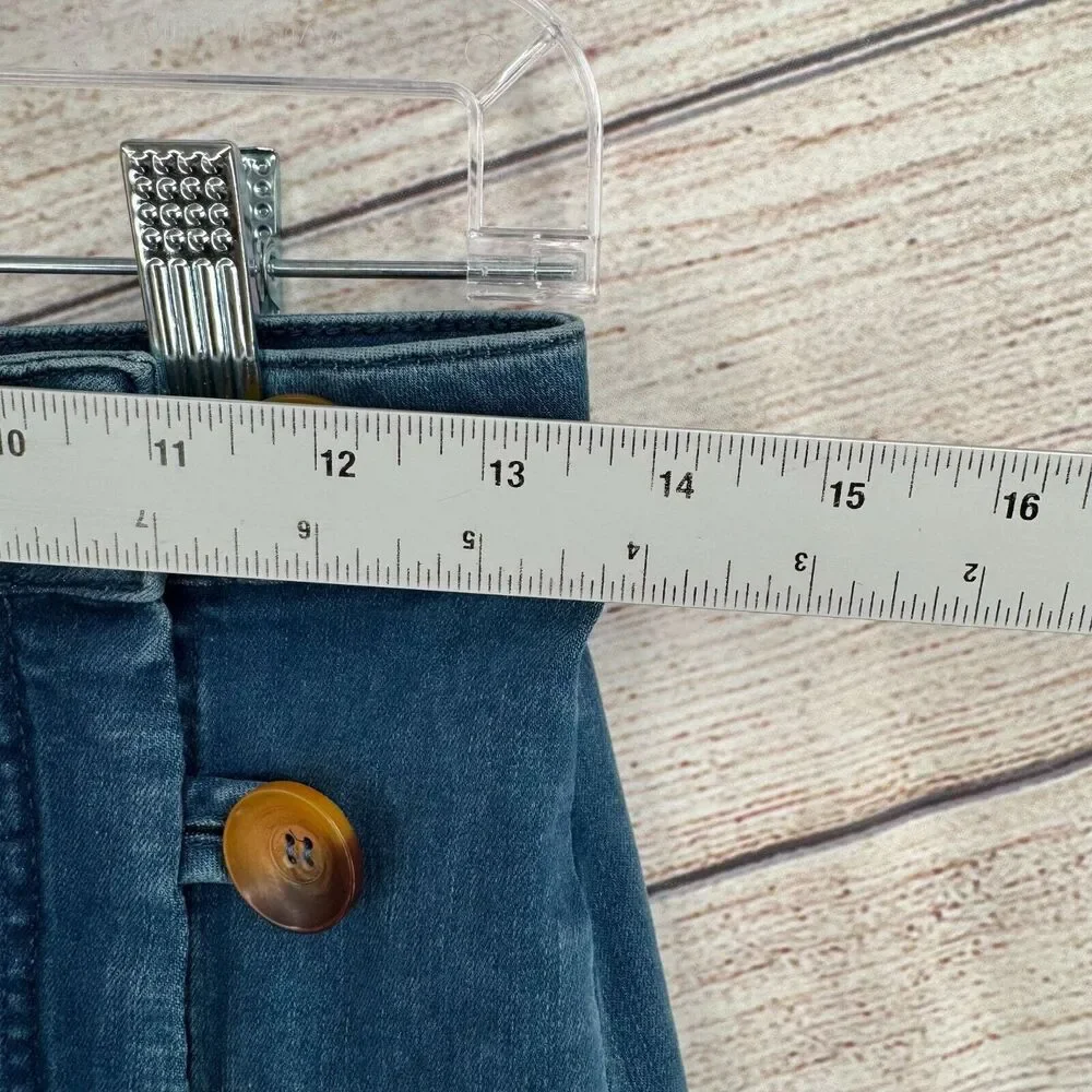 Free People Button Down Denim Mini Skirt‎ Women's Size 6 Blue Medium Wash